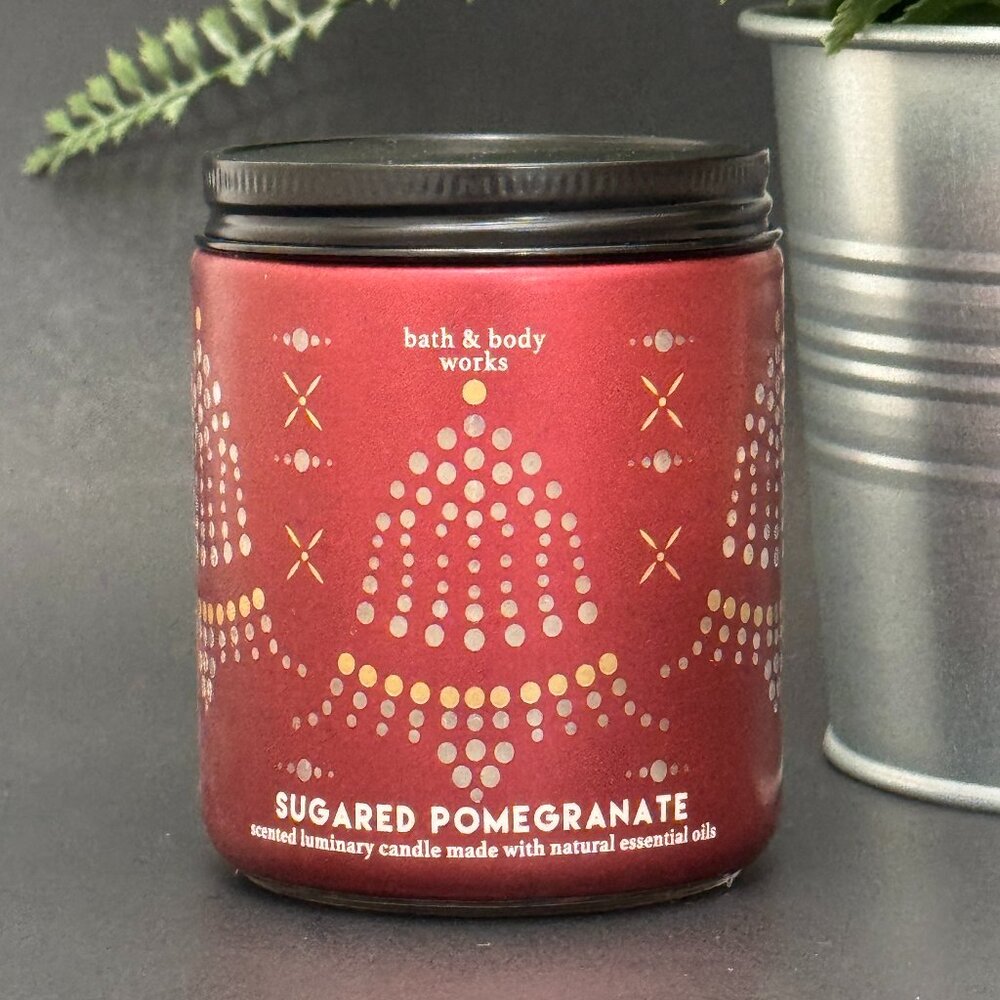 BBW Sugared Pomegranate Bath & Body Works Mason Jar Single Wick Candle